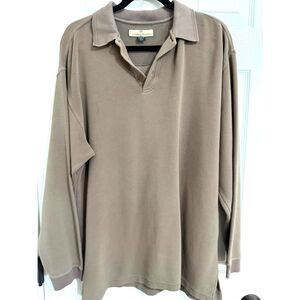 Tommy Bahama Men's Silk Blend Long Sleeve Polo Sweater Taupe Tan Large